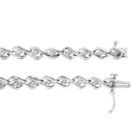.925 Sterling Silver 1/10 Cttw Round-Cut Diamond Link Bracelet - 7.25"