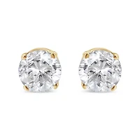 14K Yellow Gold 1/2 Cttw Diamond Solitaire Stud Earrings