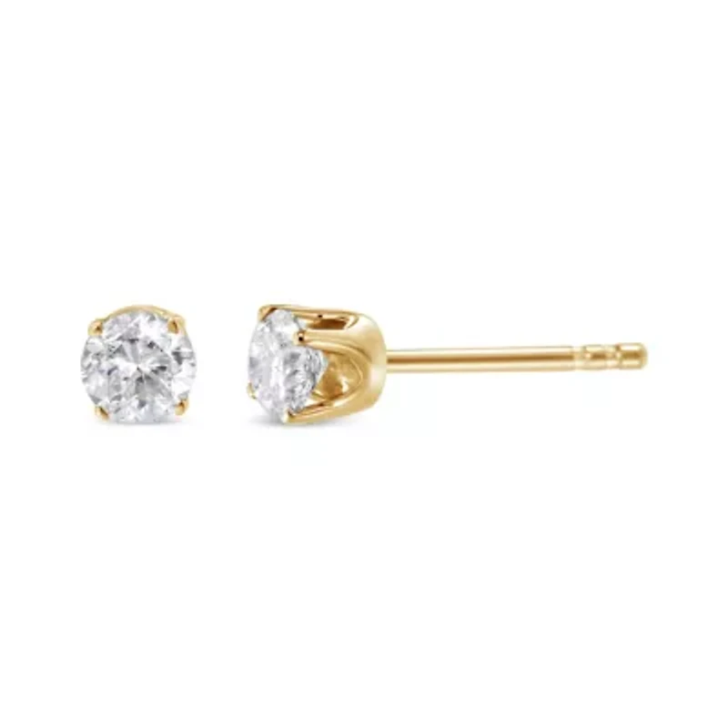 14K Yellow Gold 1/2 Cttw Diamond Solitaire Stud Earrings