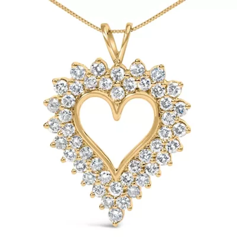 14K Yellow Gold Plated Silver Diamond Open Heart 18" Pendant Necklace