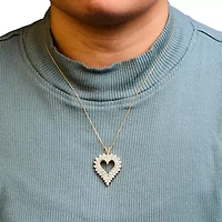 14K Yellow Gold Plated Silver Diamond Open Heart 18" Pendant Necklace