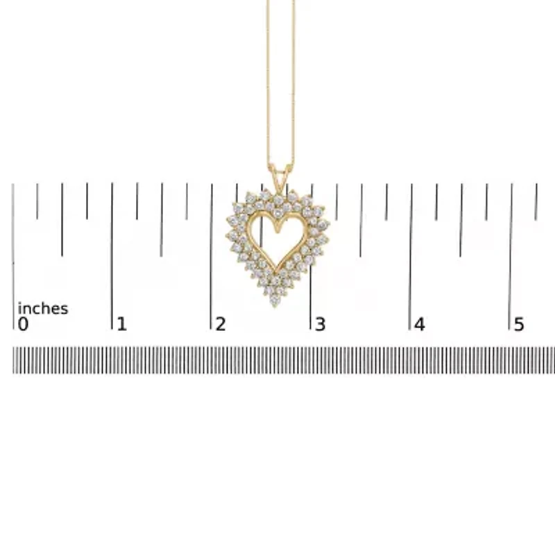 14K Yellow Gold Plated Silver Diamond Open Heart 18" Pendant Necklace