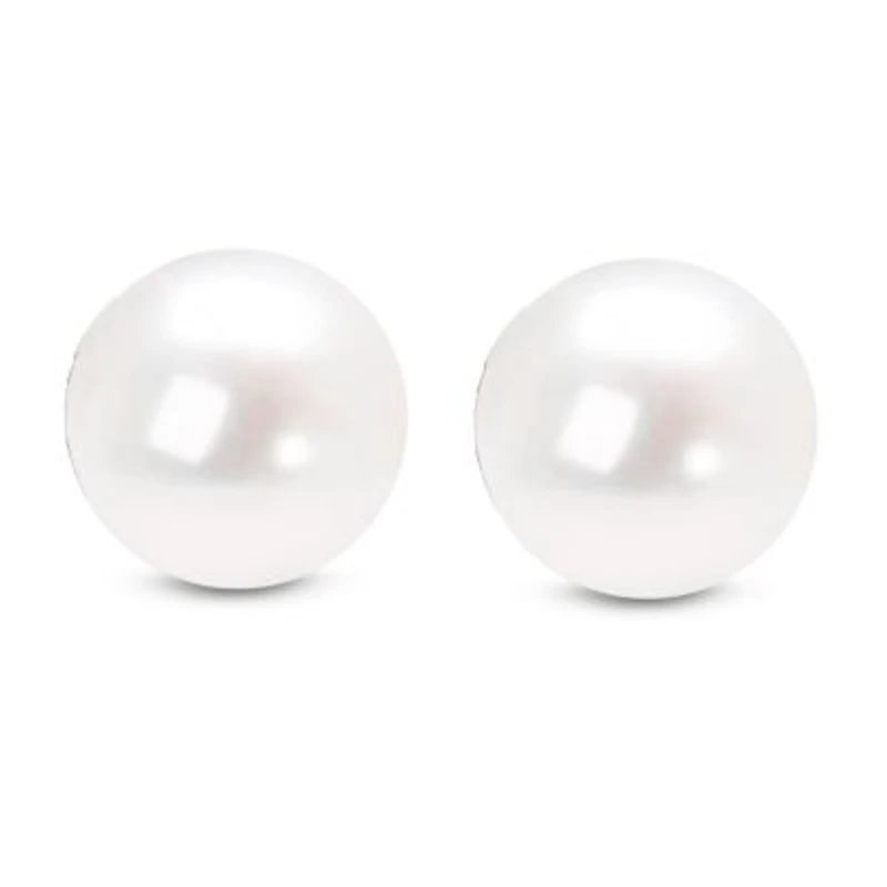 14K Yellow Gold White 7.5-8.0MM Saltwater Akoya Cultured Pearl Stud Earrings