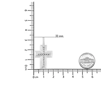 .925 Sterling Silver Prong-Set Diamond Accent Bold Cross 18" Pendant Necklace