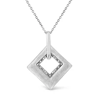 .925 Sterling Silver Pave-Set Diamond Accent Kite Shape 18" Pendant Necklace