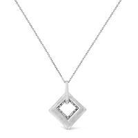 .925 Sterling Silver Pave-Set Diamond Accent Kite Shape 18" Pendant Necklace
