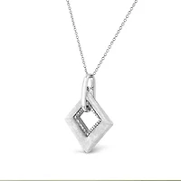 .925 Sterling Silver Pave-Set Diamond Accent Kite Shape 18" Pendant Necklace