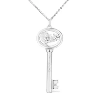 .925 Sterling Silver Diamond Accent Virgo Zodiac Key 18" Pendant Necklace