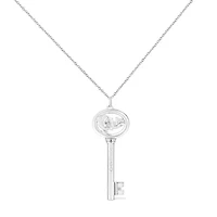 .925 Sterling Silver Diamond Accent Virgo Zodiac Key 18" Pendant Necklace