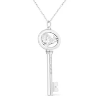 .925 Sterling Silver Diamond Accent Virgo Zodiac Key 18" Pendant Necklace