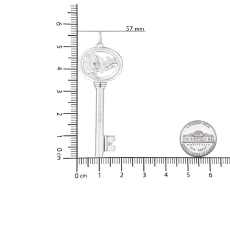 .925 Sterling Silver Diamond Accent Virgo Zodiac Key 18" Pendant Necklace