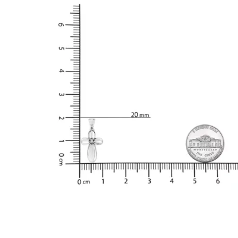 .925 Sterling Silver Prong-Set Diamond Accent Floral Cross 18" Pendant Necklace