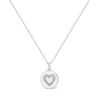 .925 Sterling Silver Prong-Set Diamond Accent Heart Emblemed 18" Pendant Necklace