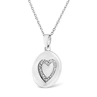 .925 Sterling Silver Prong-Set Diamond Accent Heart Emblemed 18" Pendant Necklace