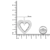 .925 Sterling Silver Prong-Set Diamond Accent Double Heart 18" Pendant Necklace