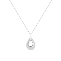 Silver Prong-Set Diamond Accent Fashion Double Drop Design 18" Pendant Necklace