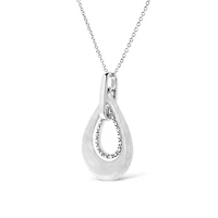 Silver Prong-Set Diamond Accent Fashion Double Drop Design 18" Pendant Necklace