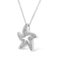 .925 Sterling Silver Prong-Set Diamond Accent Starfish 18" Pendant Necklace