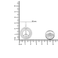 Matte Finish Silver Diamond Accent Dancing Peace Sign 18" Pendant Necklace