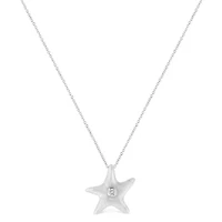 .925 Sterling Silver Prong-Set Diamond Accent Starfish Pendant Necklace - Size 18"