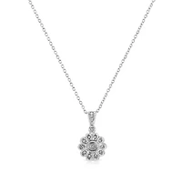 .925 Sterling Silver Diamond Accent Sunburst Milgrain 18" Pendant Necklace