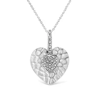 .925 Sterling Silver Pave-Set Diamond Accent Heart Shape 18" Pendant Necklace
