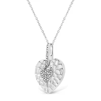 .925 Sterling Silver Pave-Set Diamond Accent Heart Shape 18" Pendant Necklace