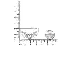 .925 Sterling Silver Pave-Set Diamond Accent Fairy Wing 18" Heart Pendant Necklace