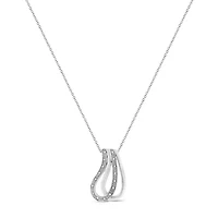 .925 Sterling Silver Pave-Set Diamond Accent Double Curve 18" Pendant Necklace