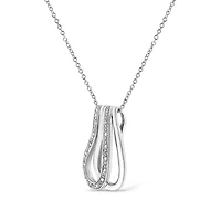 .925 Sterling Silver Pave-Set Diamond Accent Double Curve 18" Pendant Necklace