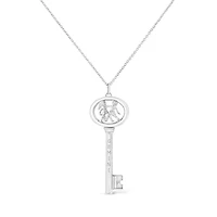.925 Sterling Silver Diamond Accent Gemini Zodiac Key 18" Pendant Necklace