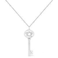 .925 Sterling Silver Diamond Accent Pisces Zodiac Key 18" Pendant Necklace