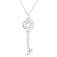 .925 Sterling Silver Diamond Accent Pisces Zodiac Key 18" Pendant Necklace