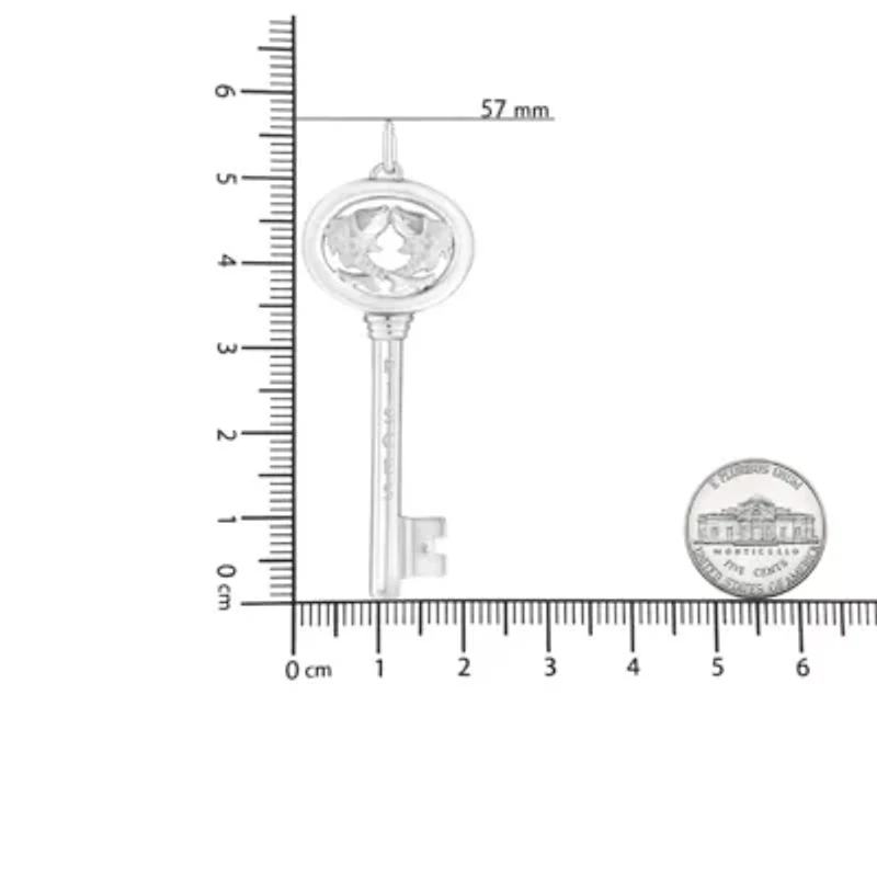 .925 Sterling Silver Diamond Accent Pisces Zodiac Key 18" Pendant Necklace