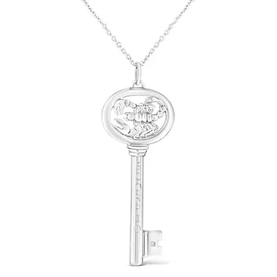 .925 Sterling Silver Diamond Accent Scorpio Zodiac Key 18" Pendant Necklace