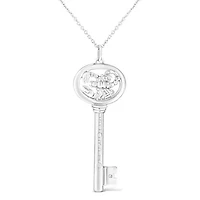 .925 Sterling Silver Diamond Accent Scorpio Zodiac Key 18" Pendant Necklace
