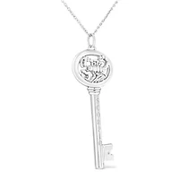 .925 Sterling Silver Diamond Accent Scorpio Zodiac Key 18" Pendant Necklace