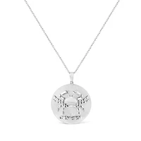 Silver Diamond Accent Cancer Zodiac Design 18" Pendant Necklace Medallion