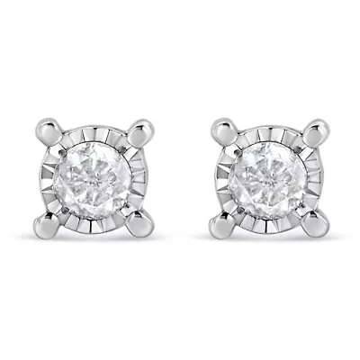 Silver 1.0 Ct Diamond Miracle- Solitaire Stud Earrings