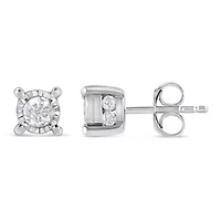 Silver 1.0 Ct Diamond Miracle- Solitaire Stud Earrings