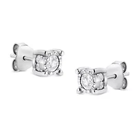 Silver 1.0 Ct Diamond Miracle- Solitaire Stud Earrings
