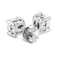 Silver 1.0 Ct Diamond Miracle- Solitaire Stud Earrings