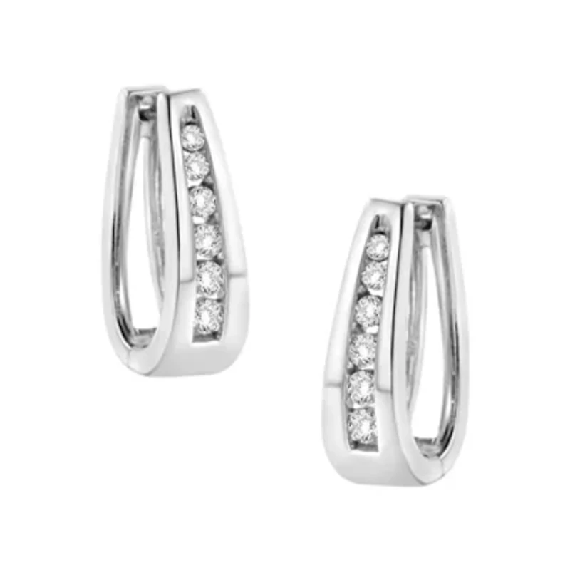 14k White Gold 1.0 Cttw Diamond Hoop Earrings