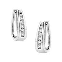 14k White Gold 1.0 Cttw Diamond Hoop Earrings