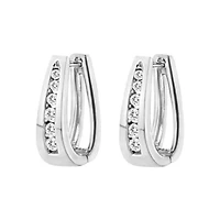 14k White Gold 1.0 Cttw Diamond Hoop Earrings