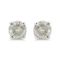 Silver / Ct Round"Salt and Pepper" Diamond Classic Stud Earrings