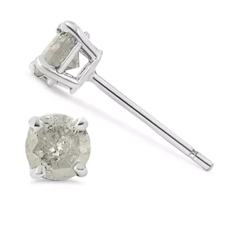 Silver / Ct Round"Salt and Pepper" Diamond Classic Stud Earrings