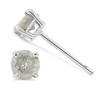 Silver / Ct Round"Salt and Pepper" Diamond Classic Stud Earrings