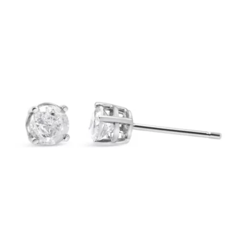 Silver / Ct Round"Salt and Pepper" Diamond Classic Stud Earrings