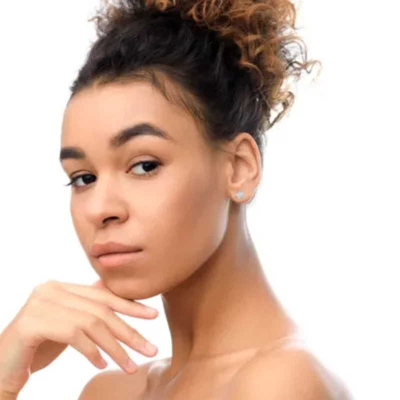 Silver 1 1/4 Cttw Diamond Solitaire Stud Earrings